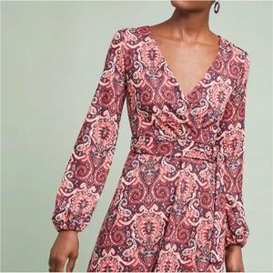 Maeve for Anthropologie Paisley Metallic Dress - Size S